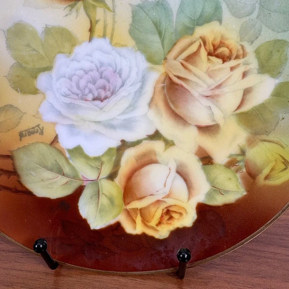 Antique Bavarian Germany 1915 Tirschenreuth‎ Porcelain Dinner Plate Signed 8.5